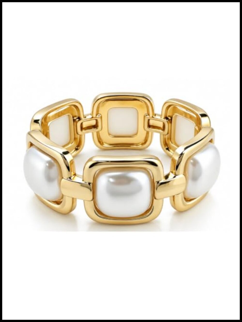 Chunky Hinged Cuff Bangle Bracelet for Women - Polished Gold Finish